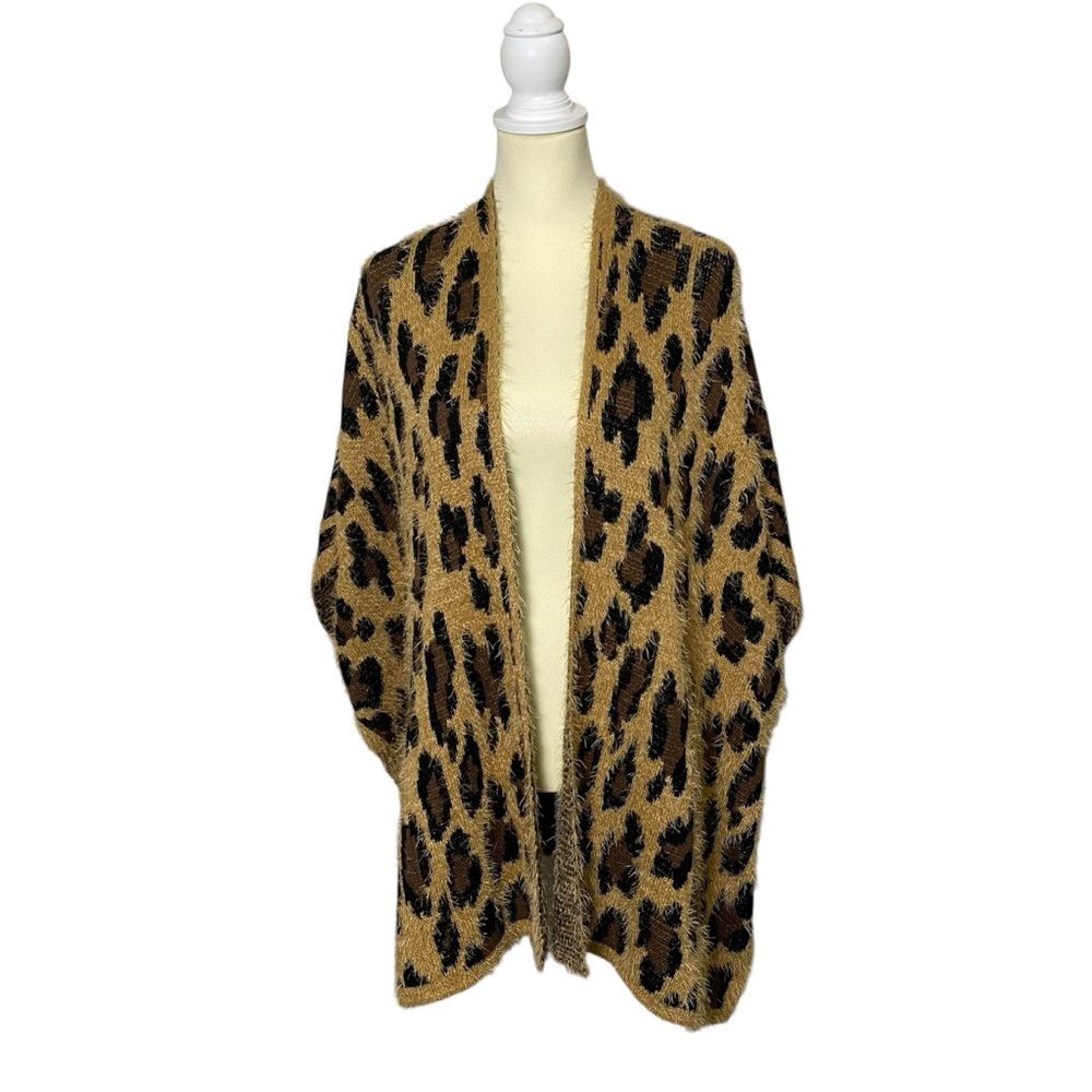 NWT Sunshine & Rodeos Animal Print Open Front Sweater Cardigan Women's One Size